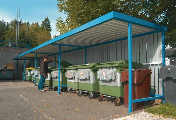 Überdachung Anbau-EH,doppels.B4300xH2350xT4400mm Flachdach Profilbl.grauweiß WSM