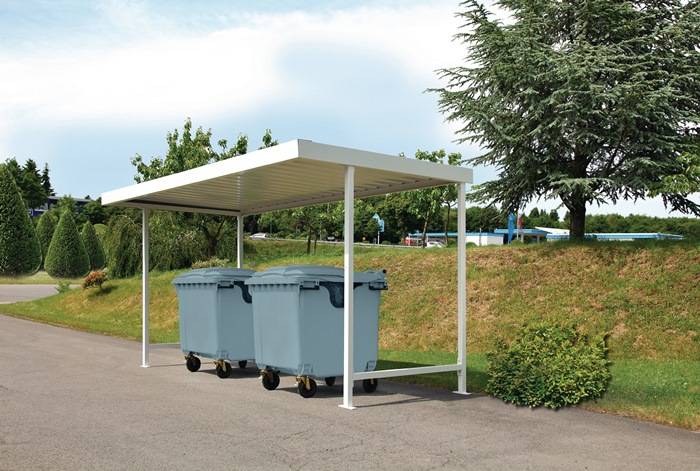 Überdachung Anbau-EH,doppels.B4300xH2350xT4400mm Flachdach Profilbl.grauweiß WSM