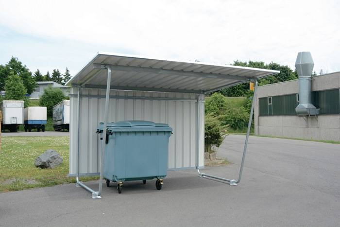 Überdachung Grund-EH,eins.B4300xH2250xT2330mm Pultdach Profilbl.grauweiß WSM