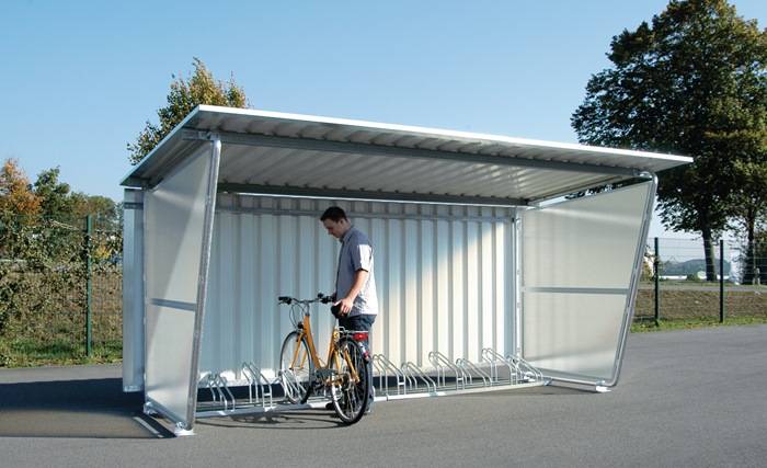 Überdachung Grund-EH,eins.B4300xH2250xT2330mm Pultdach Profilbl.grauweiß WSM