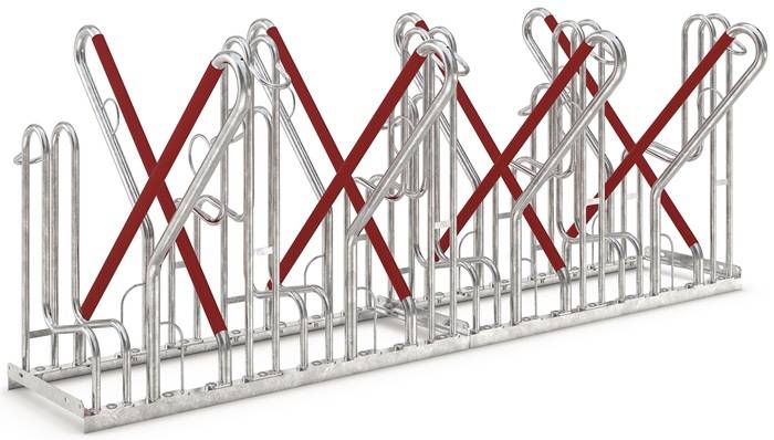 Fahrradständerreihenanlage 4518 XBF 2-s.90Grad verz.Anz.Radstände 8 z.Schr.WSM