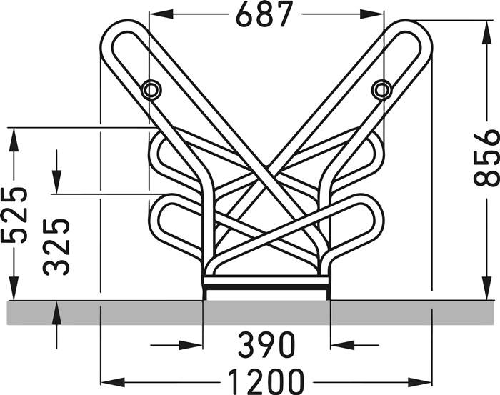 Fahrradständerreihenanlage 2514 XBF 2-s.90Grad verz.Anz.Radstände 4 z.Schr.WSM