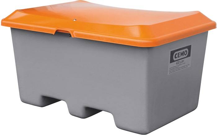 Streugutbehälter L1210xB820xH680mm 400l GFK grau/orange o.Entnahmeöffnung