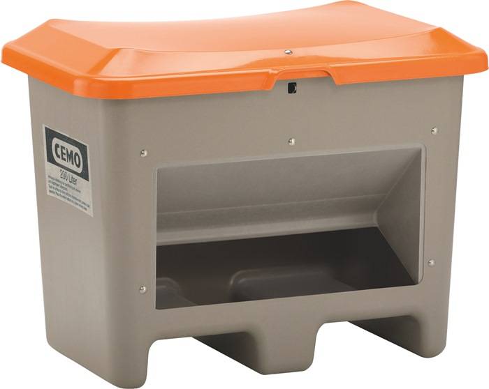 Streugutbehälter L890xB600xH690mm 200l GFK grau/orange m.Entnahmeönffnung