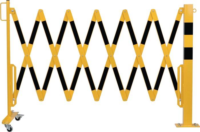 Sperrpfosten L4000xH1000mm m.Scherengitter z.Aufschr.gelb/schwarz 73x70mm