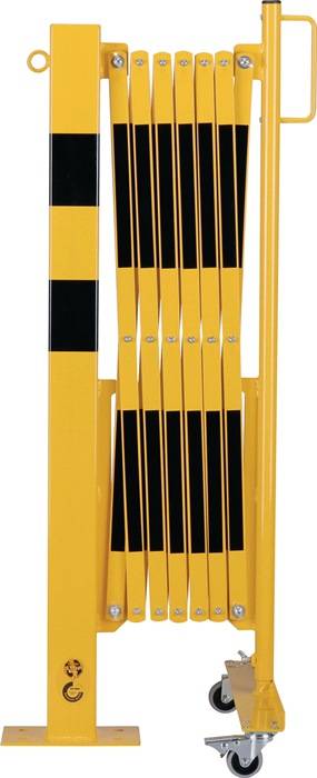 Sperrpfosten L3600xH1000mm m.Scherengitter z.Aufschr.gelb/schwarz 72x70mm