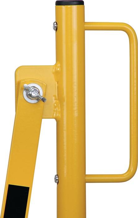 Sperrpfosten L3600xH1000mm m.Scherengitter z.Aufschr.gelb/schwarz 72x70mm