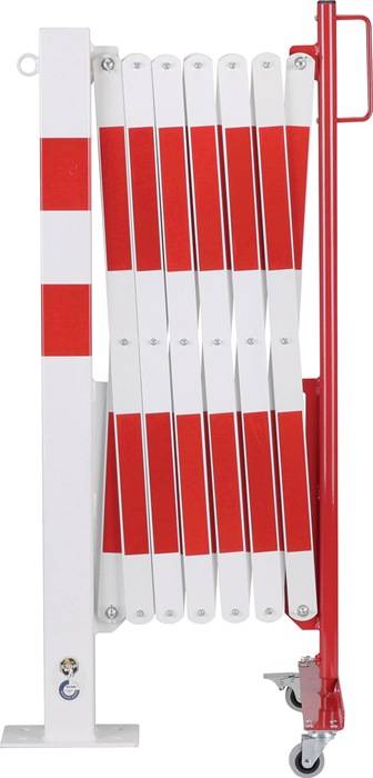 Sperrpfosten L4000xH1000mm m.Scherengitter z.Aufschr.rot/weiß 71x70mm