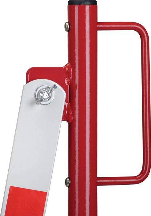 Sperrpfosten L4000xH1000mm m.Scherengitter z.Aufschr.rot/weiß 71x70mm