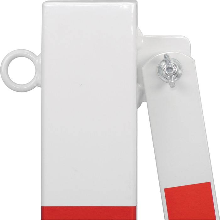 Sperrpfosten L4000xH1000mm m.Scherengitter z.Aufschr.rot/weiß 71x70mm