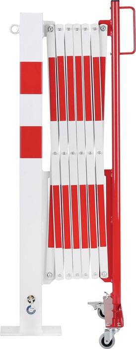 Sperrpfosten L3600xH1000mm m.Scherengitter z.Aufschr.rot/weiß