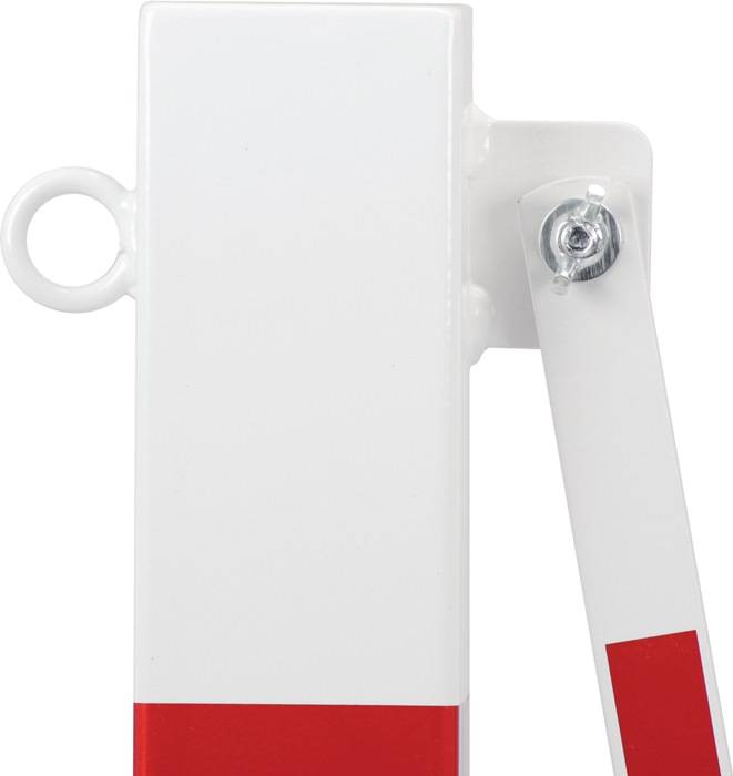 Sperrpfosten L3600xH1000mm m.Scherengitter z.Aufschr.rot/weiß