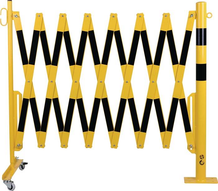 Sperrpfosten L4000xH1000mm m.Scherengitter z.Aufschr.gelb/schwarz D.60mm