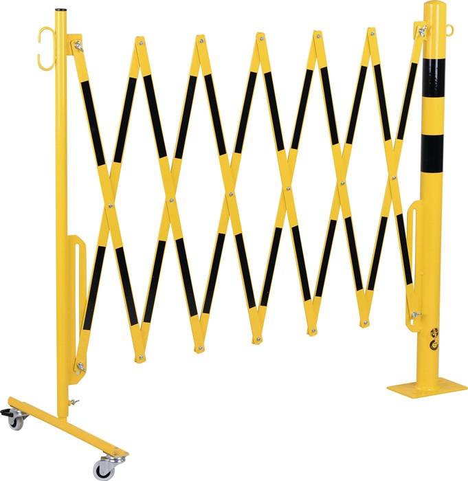 Sperrpfosten L3600xH1000mm m.Scherengitter z.Aufschr.gelb/schwarz D.60mm