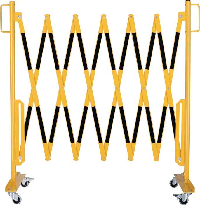 Scherengitter L3600xH1000mm m.Rollenfüßen gelb/schwarz