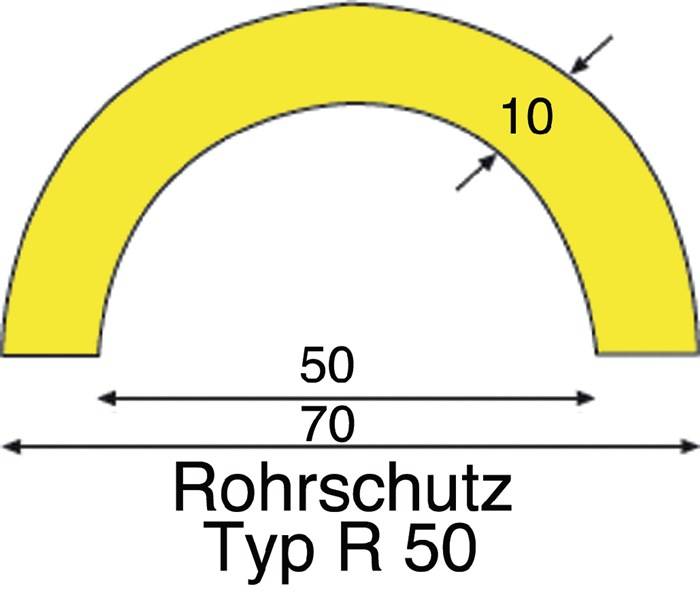 Rohrschutz gelb-schwarz 1000mm PUR-Schaum Typ R 50