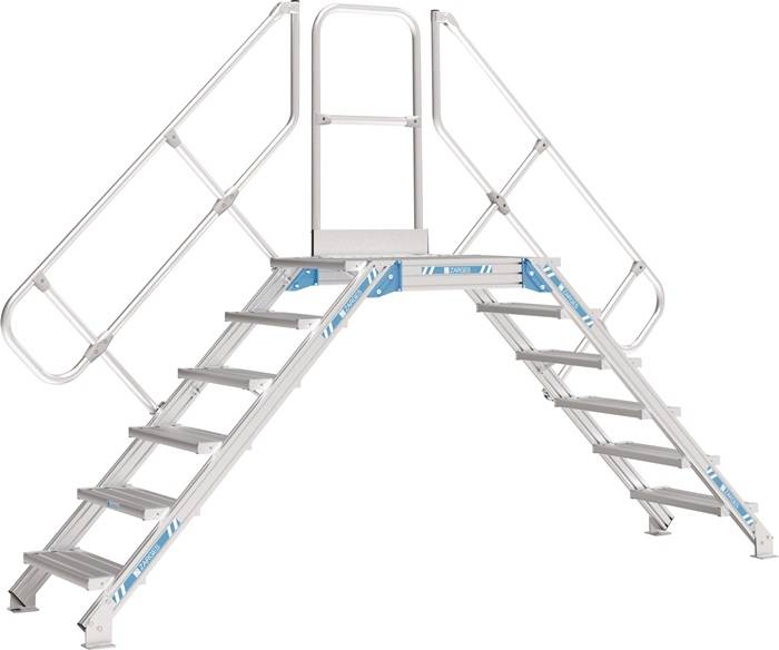 Überstieg 45Grad m.eins.Handlauf Stufen-B.1000mm lichte H.1810mm A.4651mm ZARGES