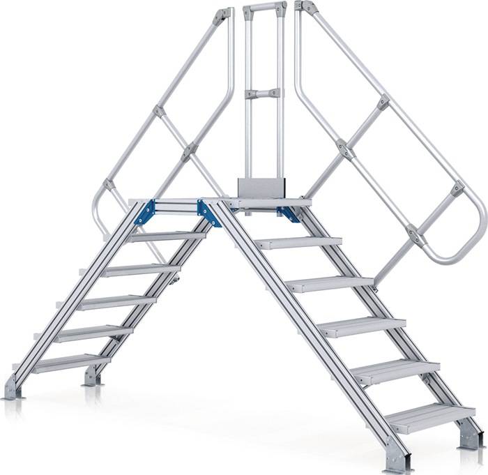 Überstieg 45Grad m.eins.Handlauf Stufen-B.800mm lichte H.950mm A.2580mm ZARGES