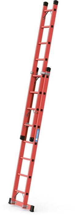 Schiebeleiter GFK Sprossen 2 x 8 Arbeitshöhe b.ca.4950mm