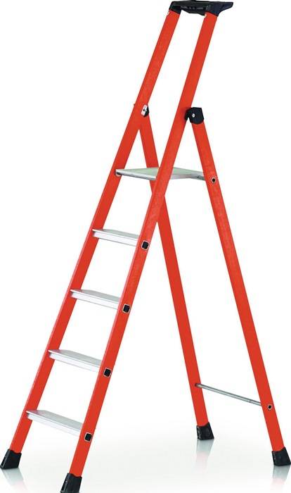 Stufenstehleiter 4 Stufen GFK Gesamt-H.1650mm Kunststoff-Ablageschale ZARGES