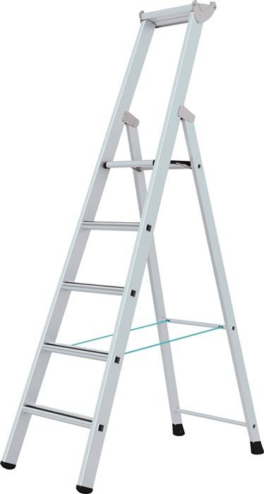 Stufenstehleiter 3 Stufen Alu.elox.Gesamt-H.1590mm Stufen m.Kunststoffeinlage