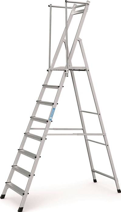 Plattformleiter 8 Stufen Alu.Plattform L400xB400mm m.klappbarem Handlauf ZARGES