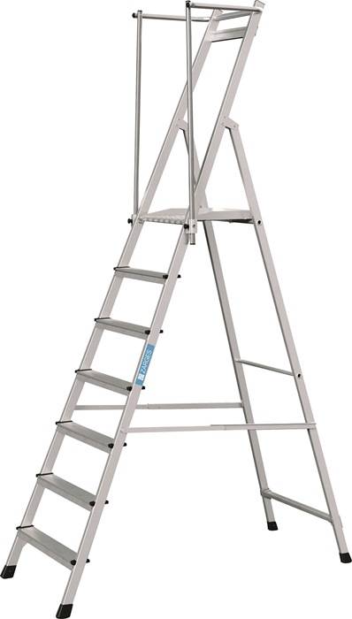 Plattformleiter 7 Stufen Alu.Plattform L400xB400mm m.klappbarem Handlauf ZARGES