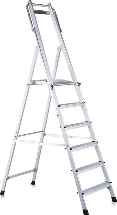 Plattformleiter 6 Stufen Alu.Plattform L400xB400mm m.klappbarem Handlauf ZARGES