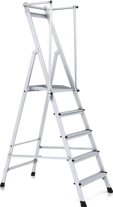 Plattformleiter 5 Stufen Alu.Plattform L400xB400mm m.klappbarem Handlauf ZARGES