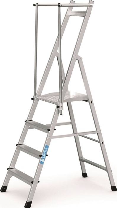 Plattformleiter 4 Stufen Alu.Plattform L400xB400mm m.klappbarem Handlauf ZARGES