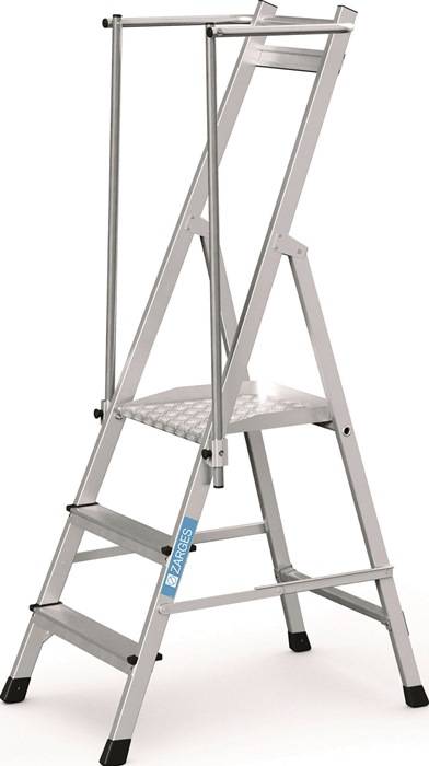 Plattformleiter 3 Stufen Alu.Plattform L400xB400mm m.klappbarem Handlauf ZARGES
