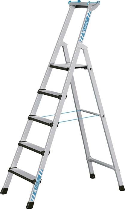 Stufenstehleiter 8 Stufen Alu.elox.Gesamt-H.2870mm