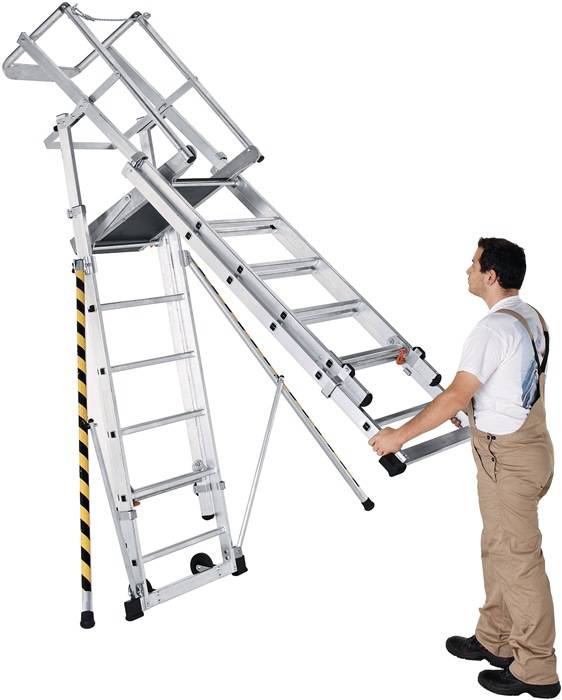 Plattformleiter 5 Sprossen Alu.Plattform L665xB440mm höhenv.ZARGES