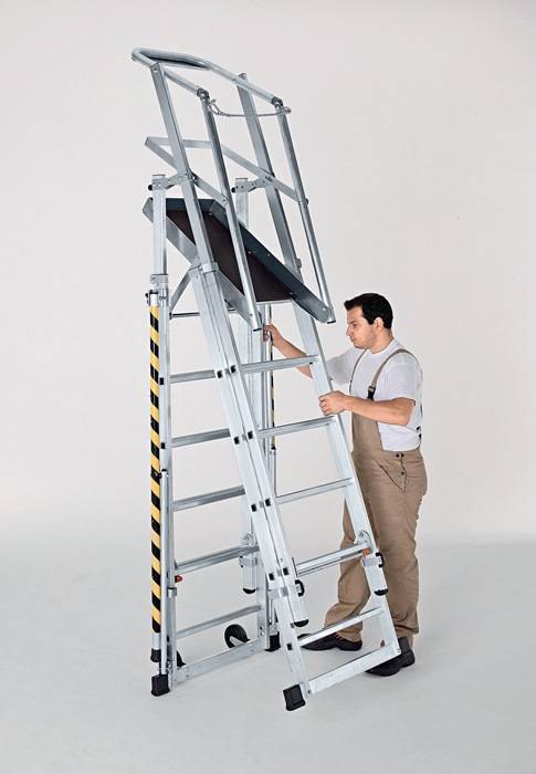 Plattformleiter 5 Sprossen Alu.Plattform L665xB440mm höhenv.ZARGES