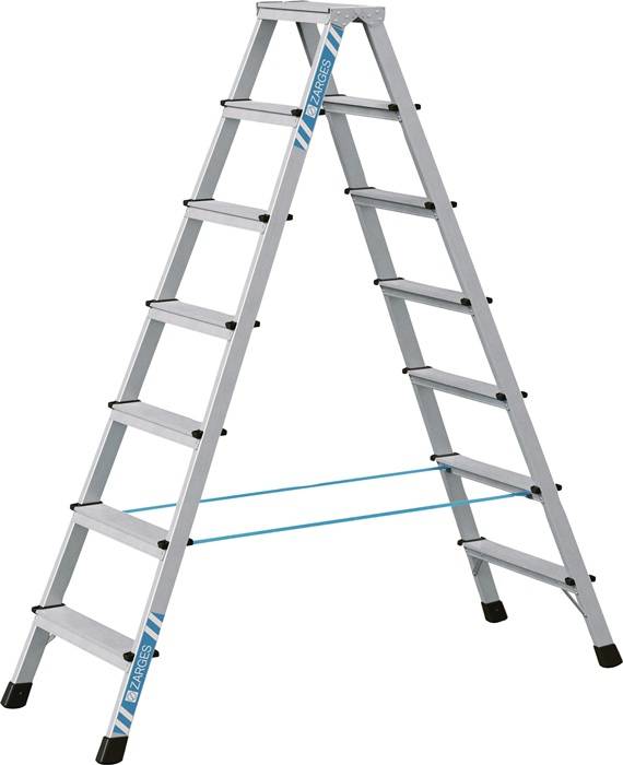 Stufenstehleiter 2x3 Stufen Alu.elox.Gesamt-H.820mm Stufen genietet ZARGES