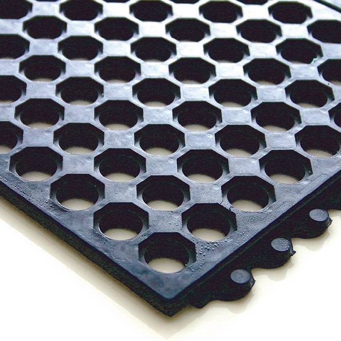 Arbeitsplatzbodenbelag Bodenelement L900xB900xS16mm grau Naturkautschuk COBA