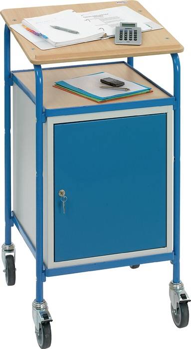 Stehpult H1195xB605xT610mm lichtgrau/brillantblau 3 Böden,1 Tür FETRA