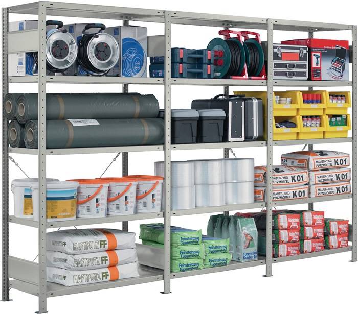 Steckregal H2000xB750xT400mm Grundregal 5 Stahlböden Trgf.250kg verz.SCHULTE