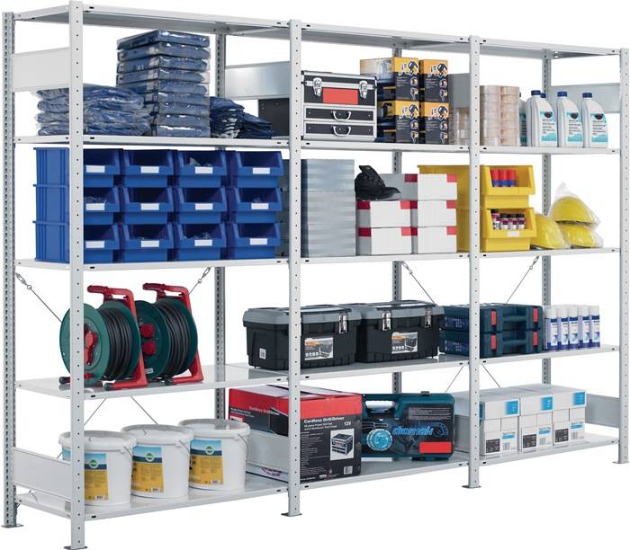 Steckregal H3000xB1000xT300mm Grundregal 7Stahlböd. Trgf.150kg lichtgrau SCHULTE