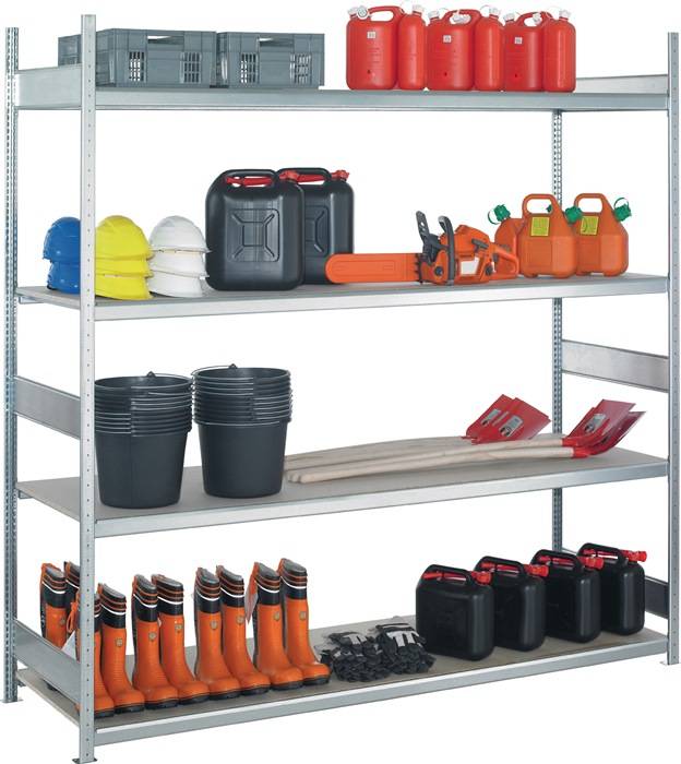 Weitspann-Steckregal H2500xB2000xT500mm Anbauregal 4 Stahlböden Trgf.400kg