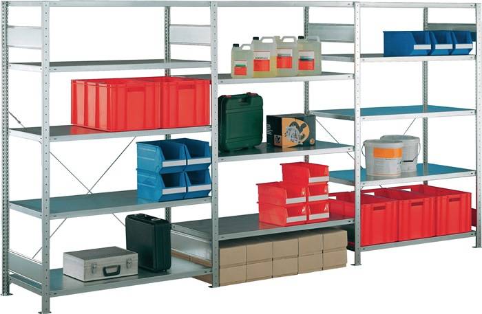 Steckregal H2000xB1300xT500mm Grundregal 5 Stahlböden Trgf.150kg verz.SCHULTE