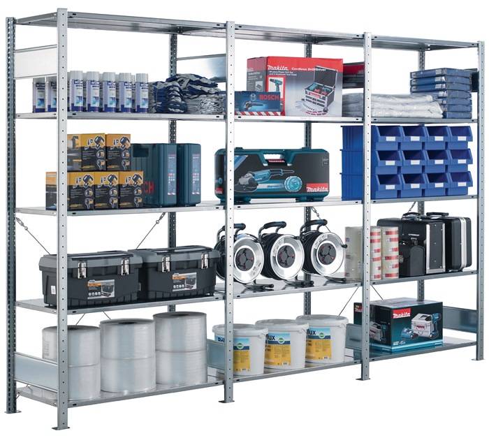 Steckregal H3000xB750xT300mm Anbauregal 7 Stahlböden Trgf.150kg verz.SCHULTE