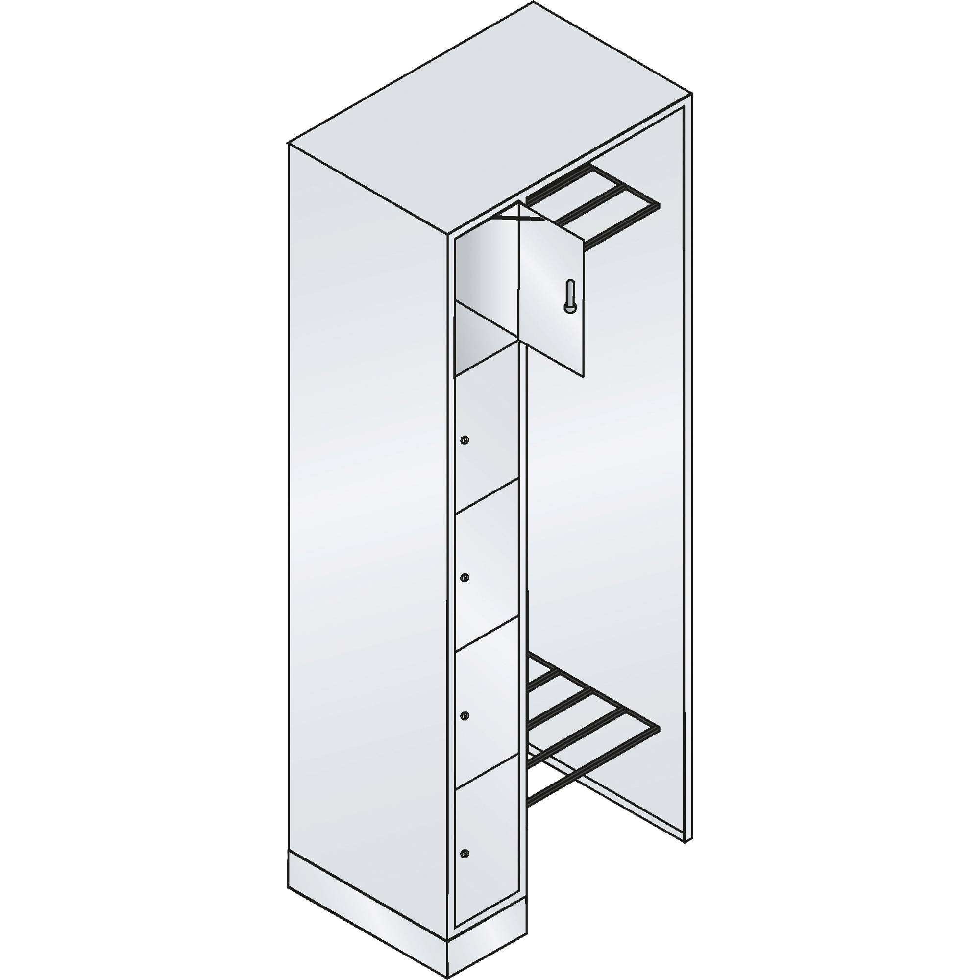 C+P Garderobe 8070000S10000 1950x740x480mm f.5 Person. lgr/lgr