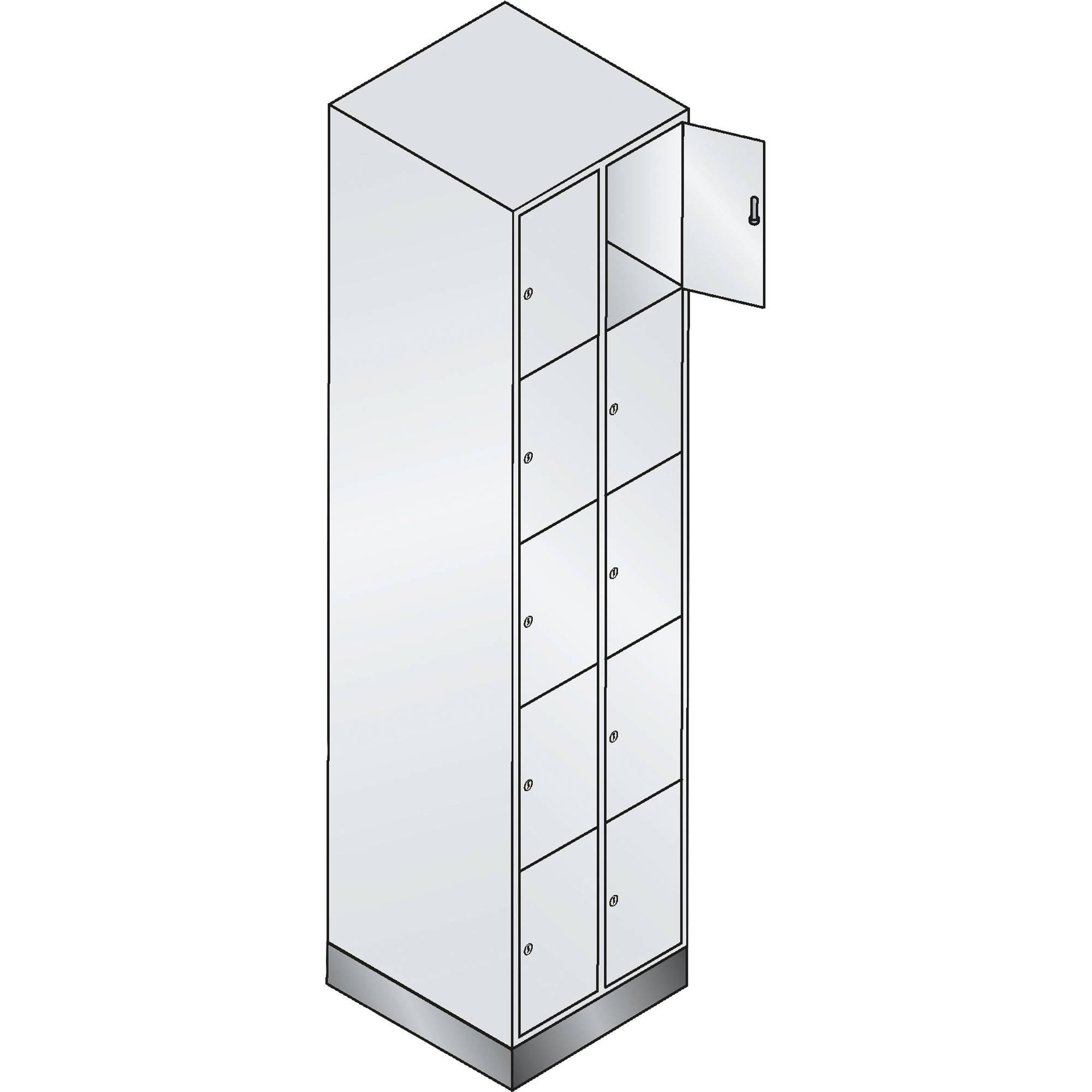 C+P Fächerschrank 8070020S10000 auf Sockel 10Fächer lgr/lgr