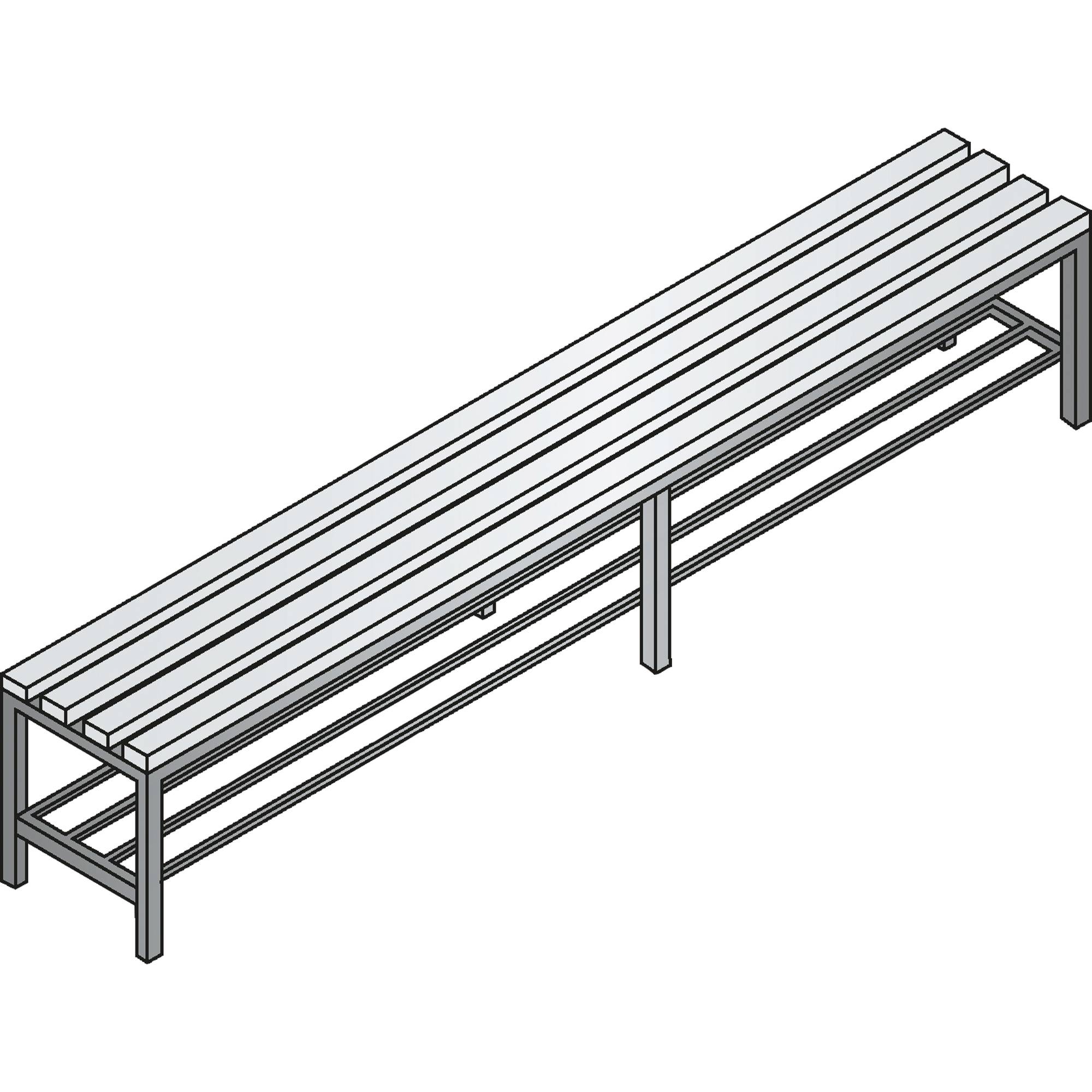 C+P Umkleidebank 8052010S10060 Schuhrost 420x1960x353mm sgr/lgr