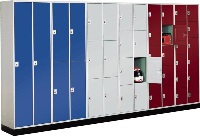 Fächerschrank m.Sockel lichtgrau/lichtgrau H1950xB920xT500mm 3x6 Abt.C+P