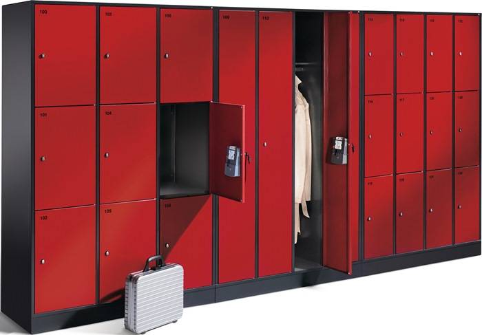 Fächerschrank m.Sockel lichtgrau/lichtgrau H1950xB1220xT500mm 4x4 Abt.C+P