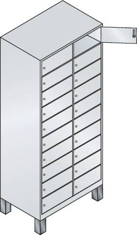 Fächerschrank H1800xB810xT500mm m.Sockel Anz.Fächer 20 lichtgrau/enzianblau C+P