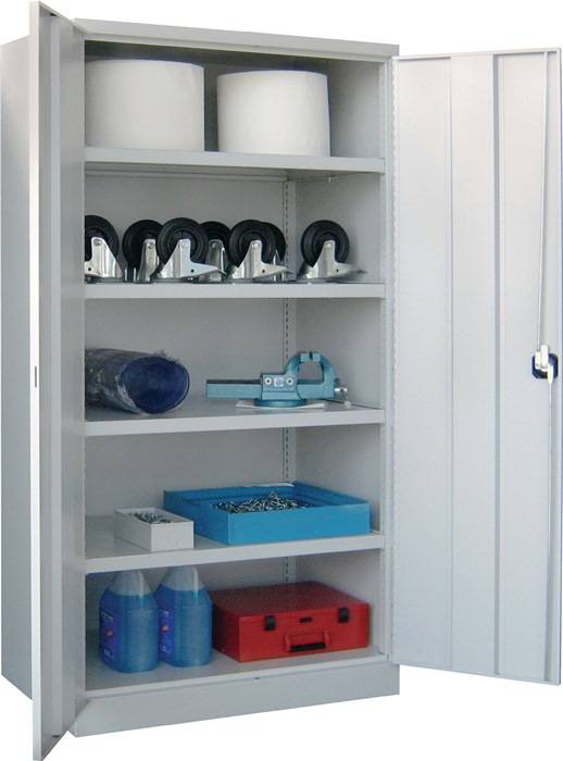 Schwerlastschrank Basic H1950xB1040xT630mm lichtgrau 4 Fbd.Trgf.120kg PAVOY