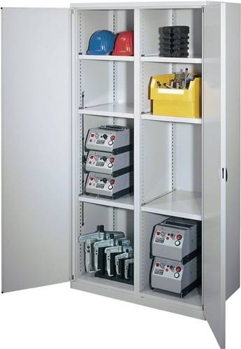 Schwerlastschrank H1950xB1000xT600mm grau/blau 6 Fbd.Schubl.4x100,4x175mm